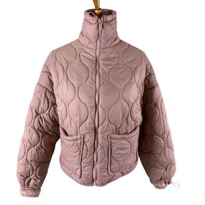 Oakridge Mauve Quilted Puffer Jacket‎ Drawstring Hem High Neck Zip Up Medium